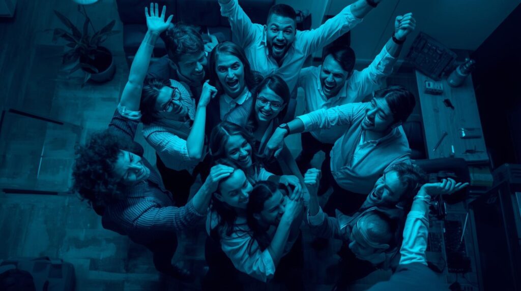 people celebrating teamwork and consistency